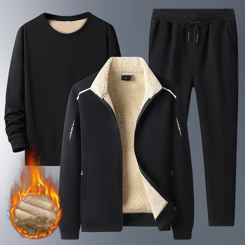 Traje engrosado de vellón de cordero y vellón para hombre