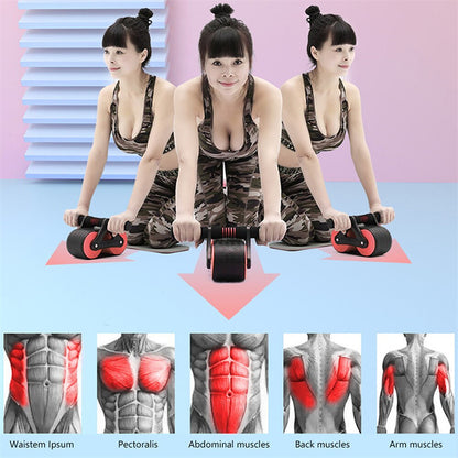 Ejercitador Abdominal de doble rueda para hombres y mujeres, rueda Ab de rebote automático, entrenador de cintura, gimnasio, deportes, dispositivos de ejercicio en casa