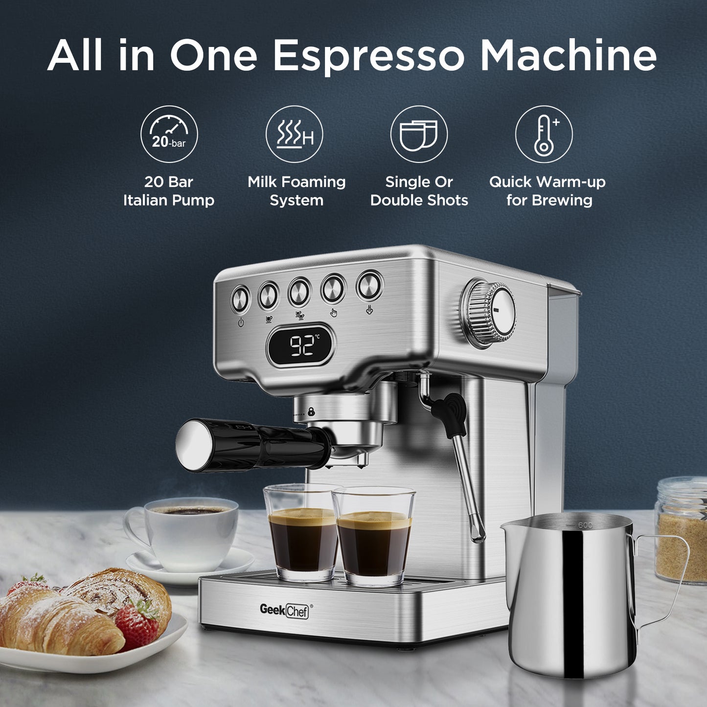 Geek Chef Espresso Machine with Milk Frother