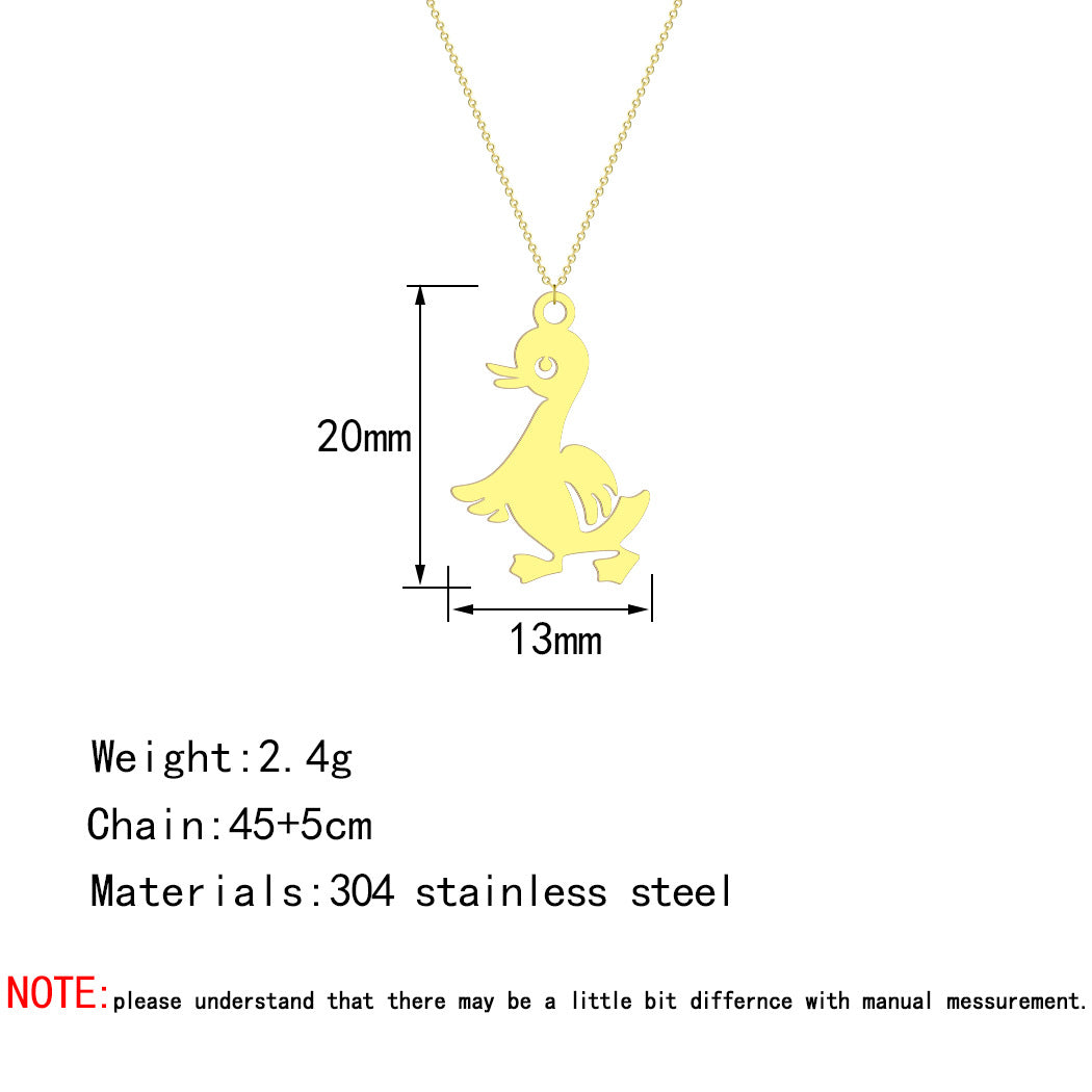 Ornement simple de collier d'acier inoxydable de petit canard mignon de style européen et américain