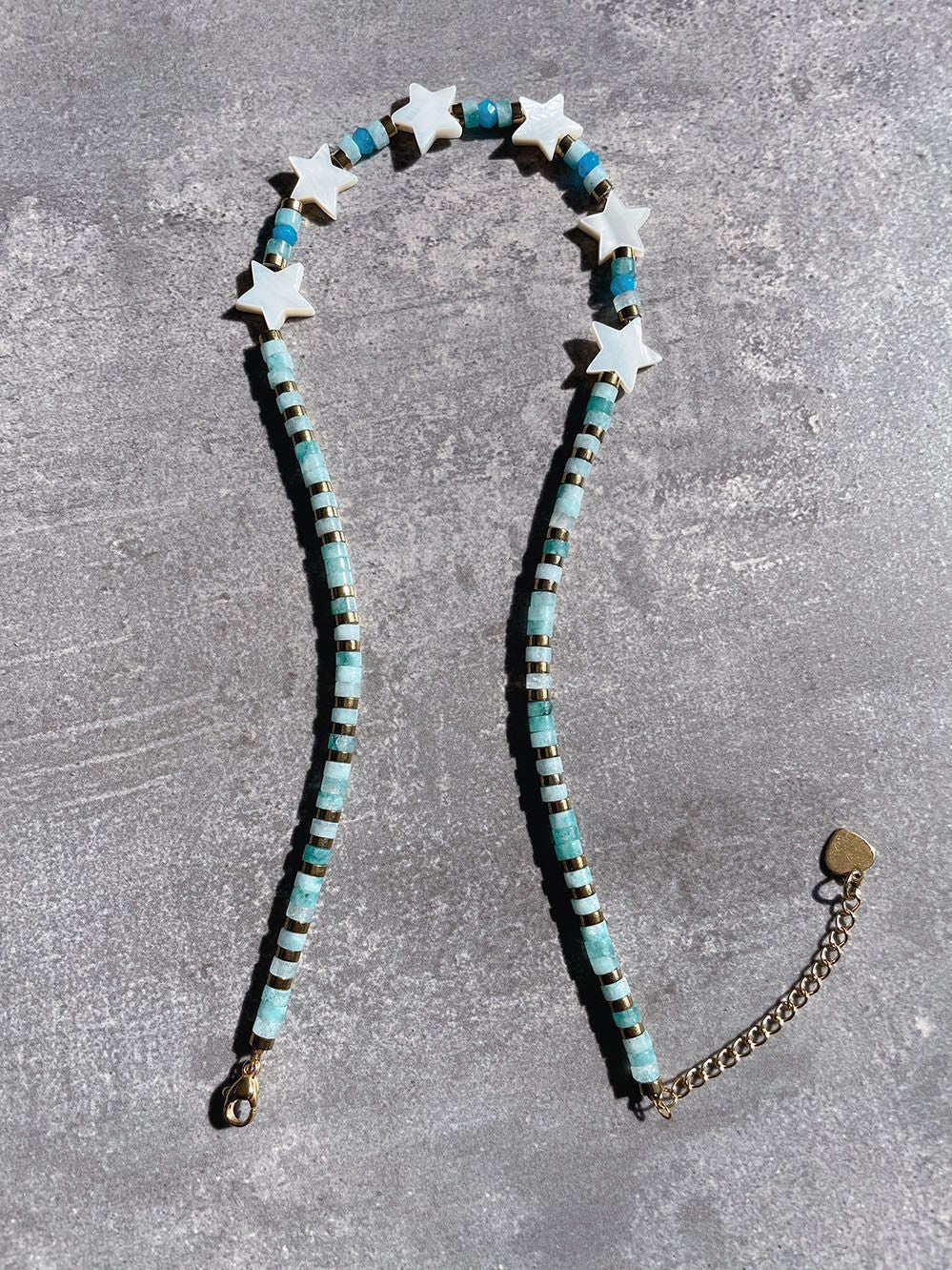 Mintcream Natural Stone Beaded Necklace Freshwater Pearl