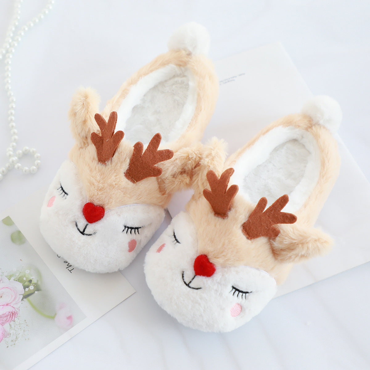 Love Elk Plush Home Warm Slippers