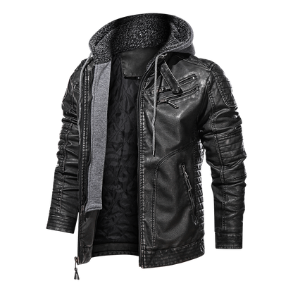 Men Leather Jacket Motor And Biker Hooded Men Leather Jackets