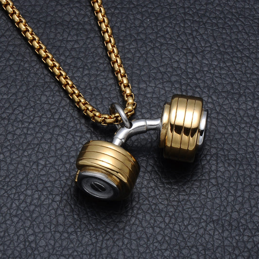 Dumbbell Pendant Stainless Steel Necklace Sporty Style