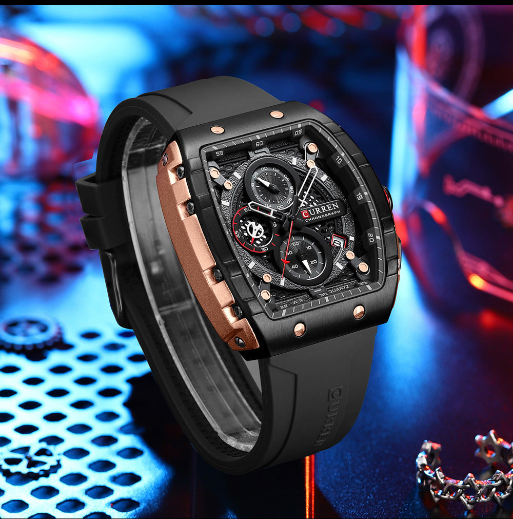 Reloj de hombre con cinta de cuarzo de seis pines para hombre