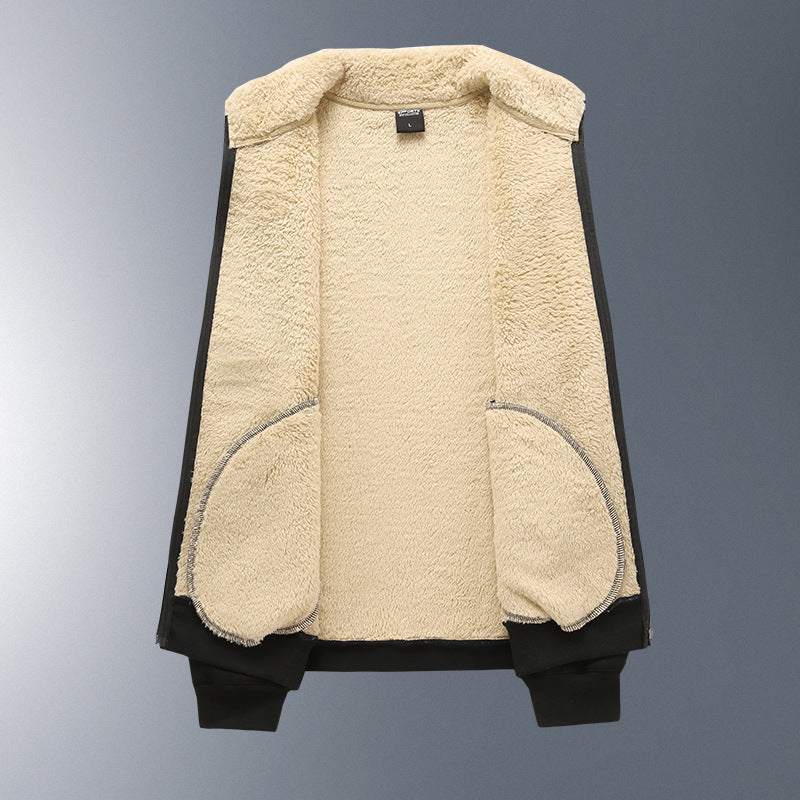 Traje engrosado de vellón de cordero y vellón para hombre