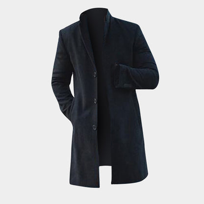 Moda invierno hombres gabardina chaquetas largas abrigos abrigo chaquetas clásicas sólido ajustado prendas de vestir Hombre ropa caqui negro