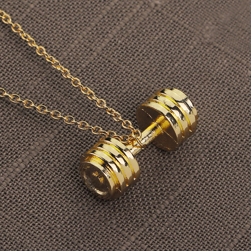 Exercise Fitness Dumbbell Necklace Barbell Lovers Pendant