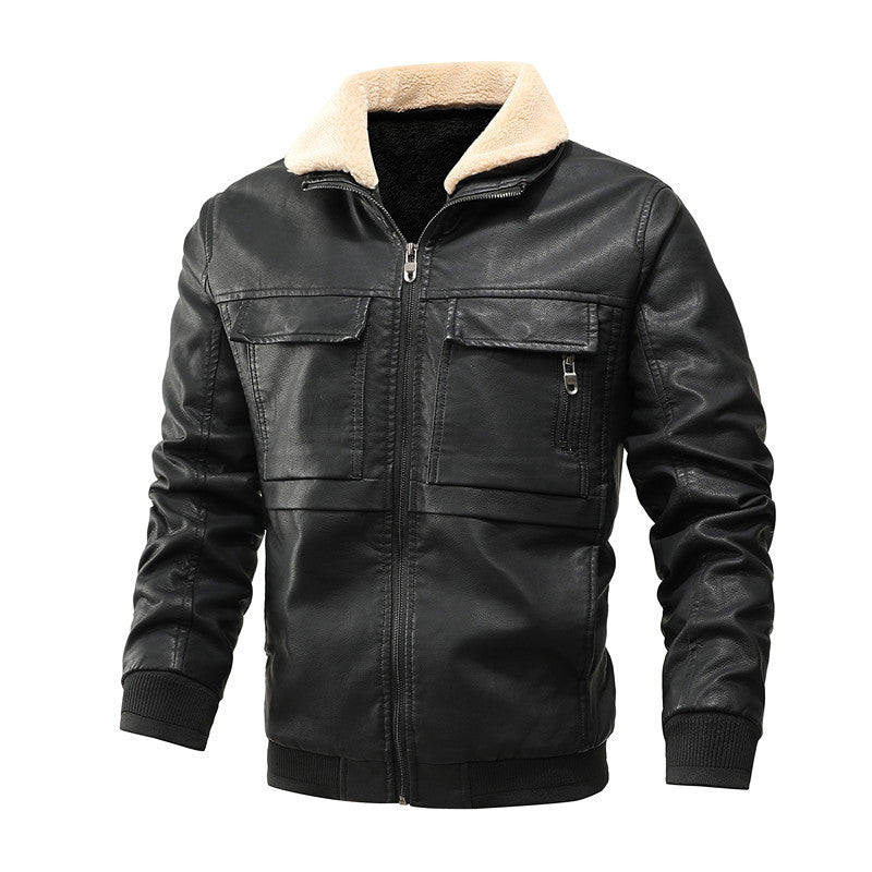 Men's Fashion Casual Zipper Slit Pocket Stand Collar Coat