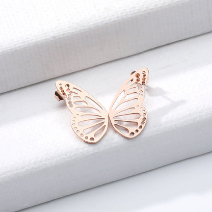 Korean Style Simple Butterfly Studs Stainless Steel Hollow