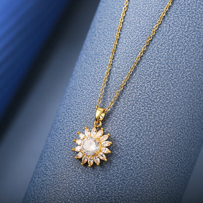 Golden Sunflower Titanium Steel Necklace Female