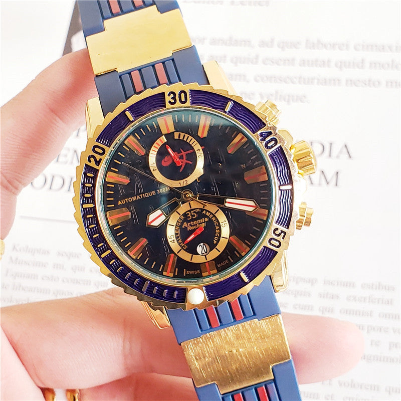 Reloj Atenas con cinta de cuarzo y 5 agujas para hombre