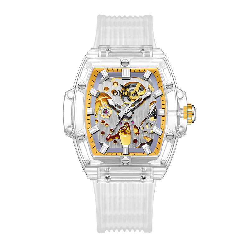 Reloj de silicona mecánico automático esqueleto para hombre