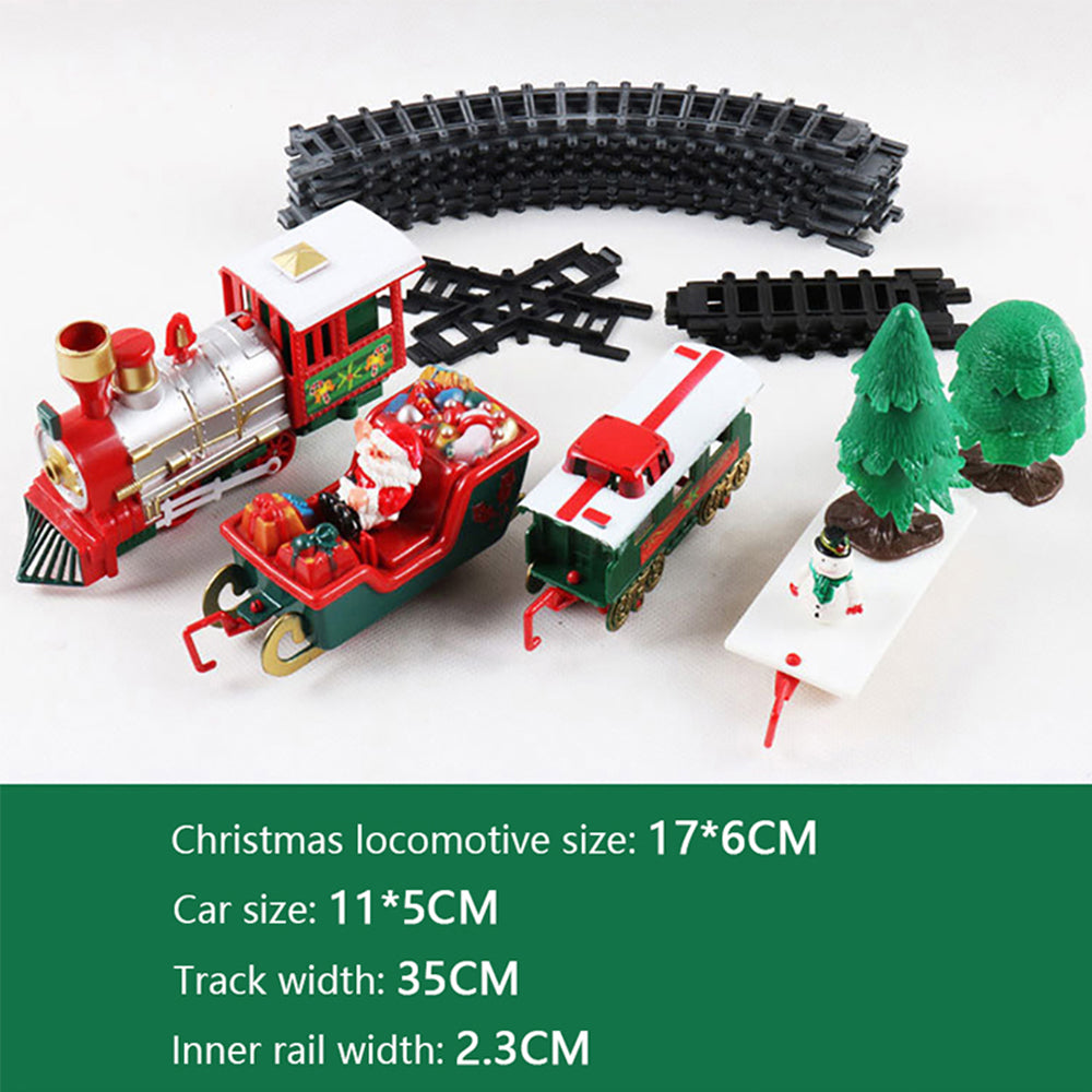 Juego de tren ferroviario de juguete eléctrico para niños de juguete de tren de vagón eléctrico de Navidad