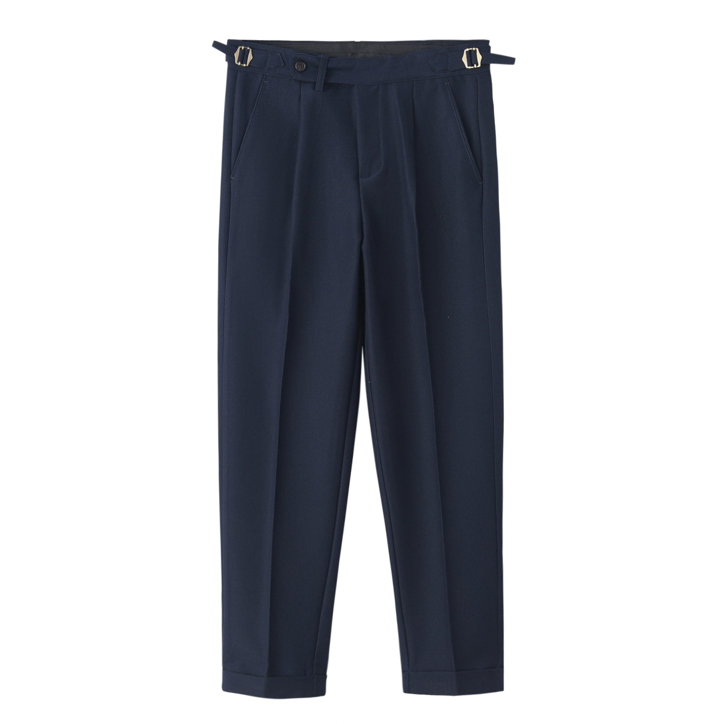 Pantalones de pierna recta todo fósforo con textura informal de negocios de cintura alta para hombres