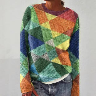 Thick Needle Digital Printing 3D Round Neck Sweater