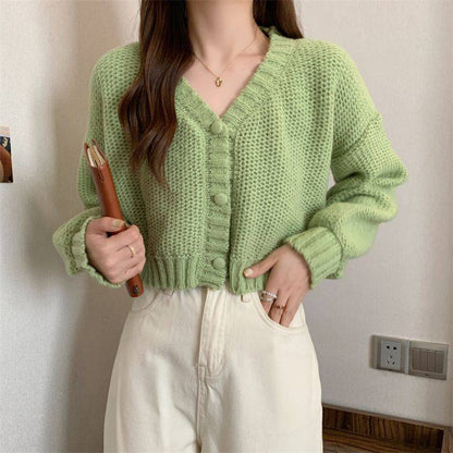 Early Spring Cardigan Short V-neck Sweater Coat