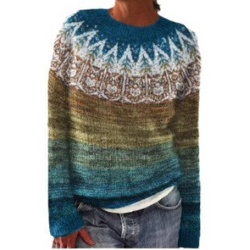 Thick Needle Digital Printing 3D Round Neck Sweater