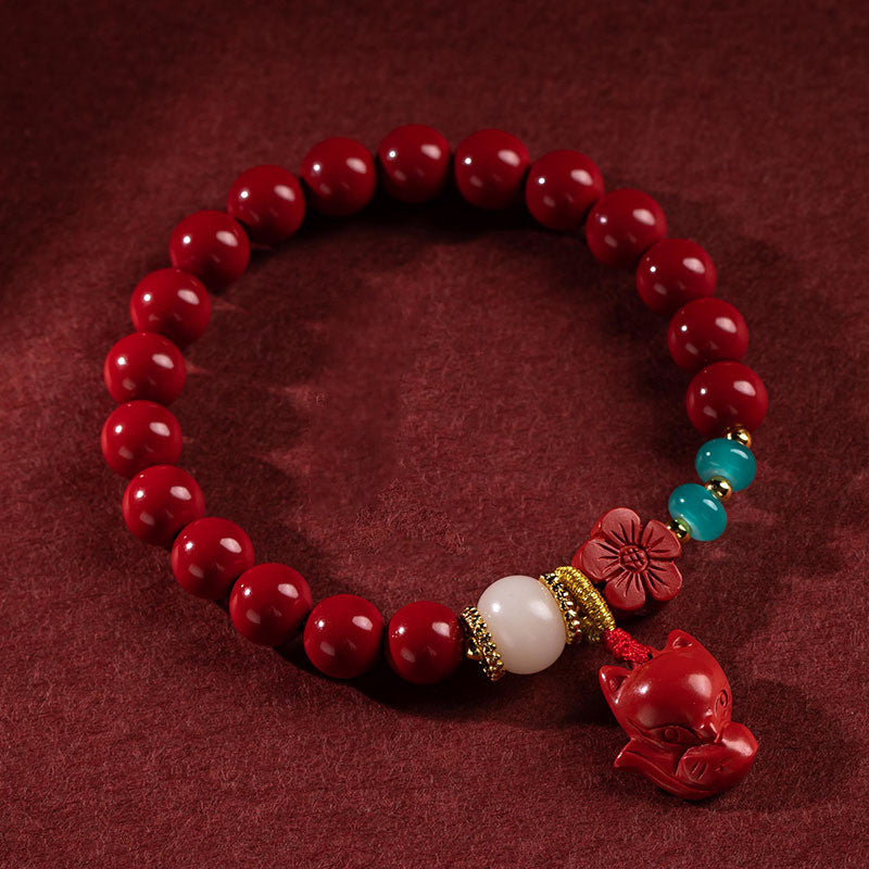 Pulsera de zorro de flor roja simple de moda para mujer