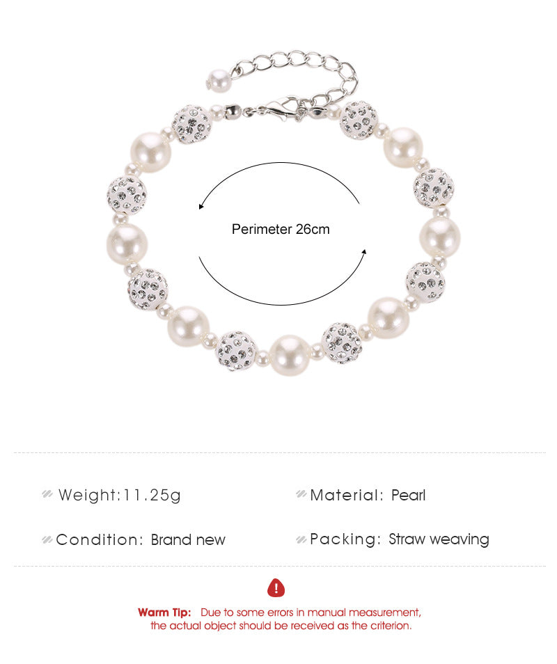 Simple Pearl Diamond Ball String Transfer Bead Bracelet