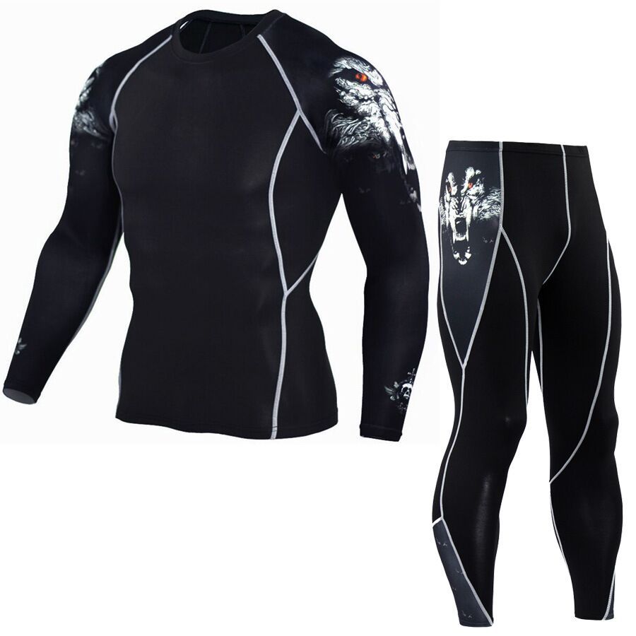 Printed long sleeve gym suit