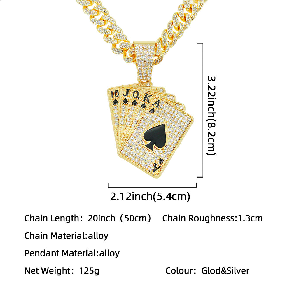 Pendentif Poker incrusté de diamants Collier Accessoires Pendentif