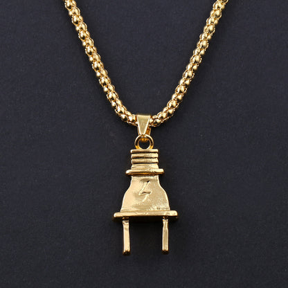 Creative Personality Alloy Lightning Plug Pendant Necklace