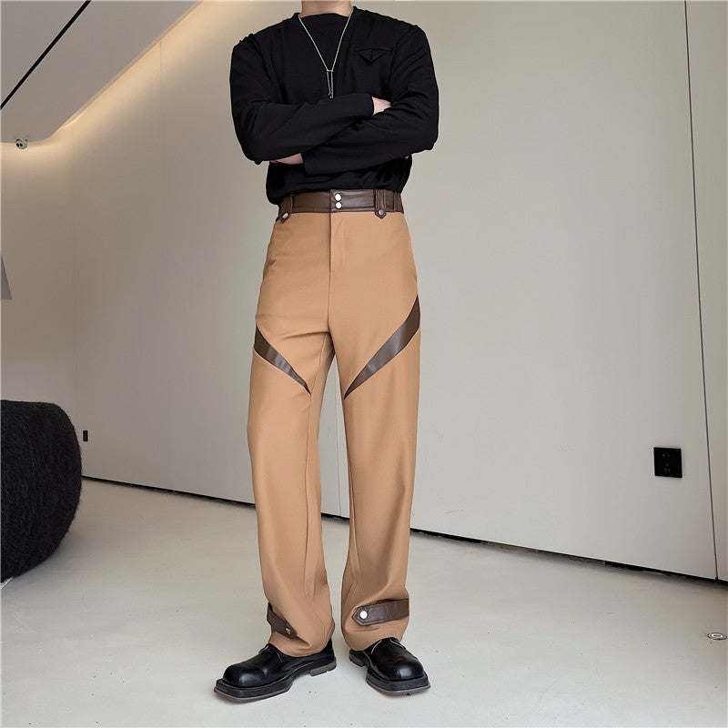 Pantalones de traje de color en contraste de diseño japonés para hombres