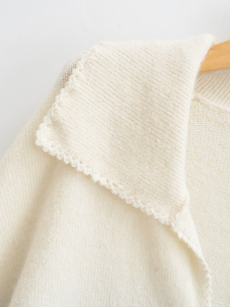 Jersey de punto a rayas con cuello en V para mujer