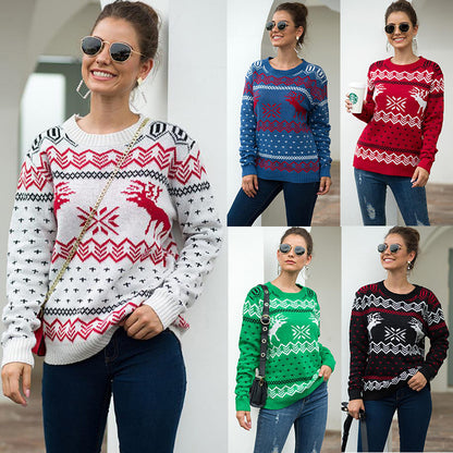 Snowflake Fawn Jacquard Long Sleeve Pullover