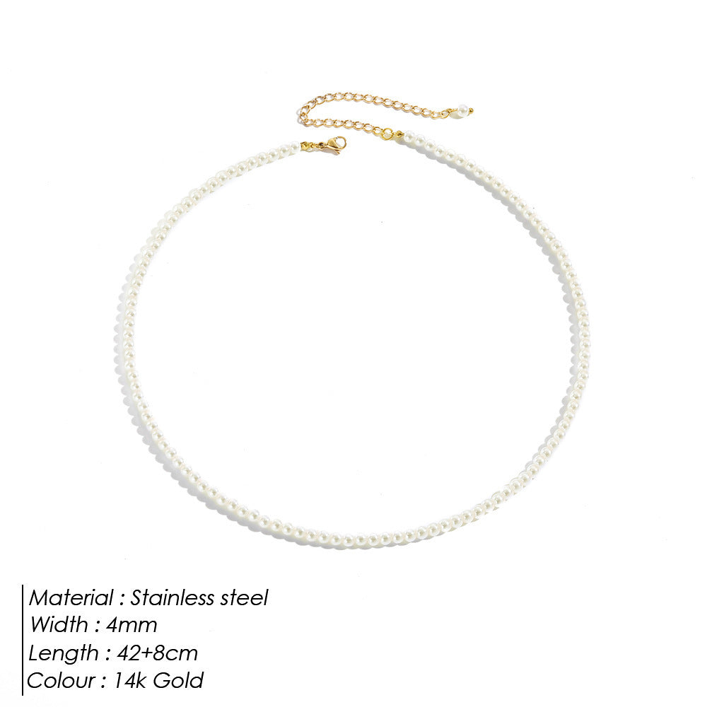 Imitation Perle Plaqué 14k Or Clavicule Chaîne Simple Collier De Perles De Haute Qualité Pour Les Femmes