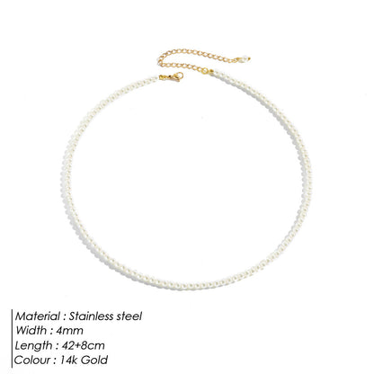 Imitation Perle Plaqué 14k Or Clavicule Chaîne Simple Collier De Perles De Haute Qualité Pour Les Femmes