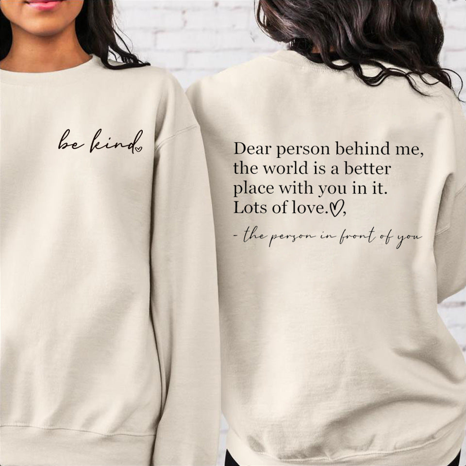 Tops Be Kind Logo Language Women's Blessing Inspirational Teacher Loose Sweater