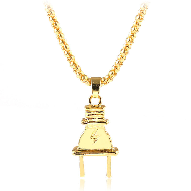 Creative Personality Alloy Lightning Plug Pendant Necklace