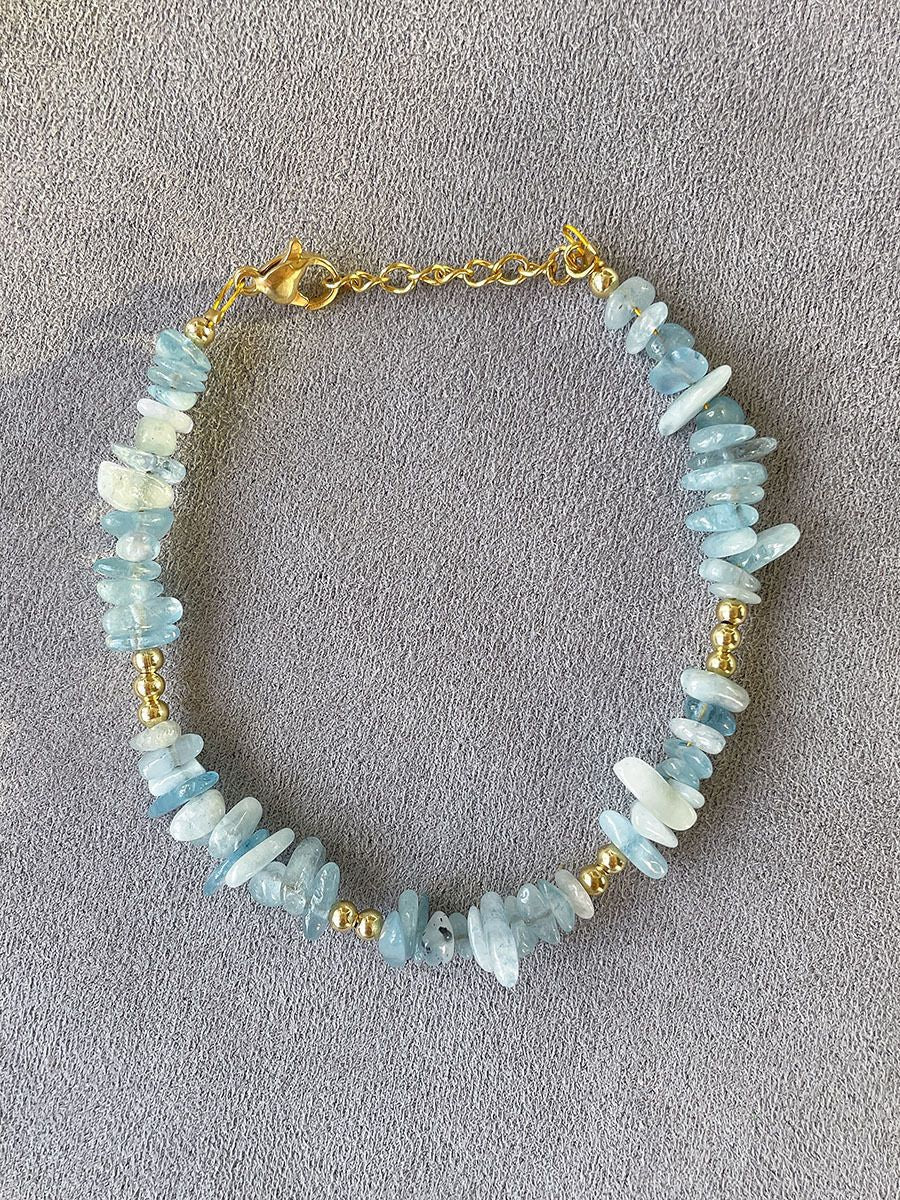 Aquamarine Freshwater Natural Stone Gravel Stitching Necklace