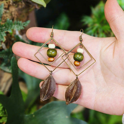 Handmade Retro Mori Style Geometric Earrings Women