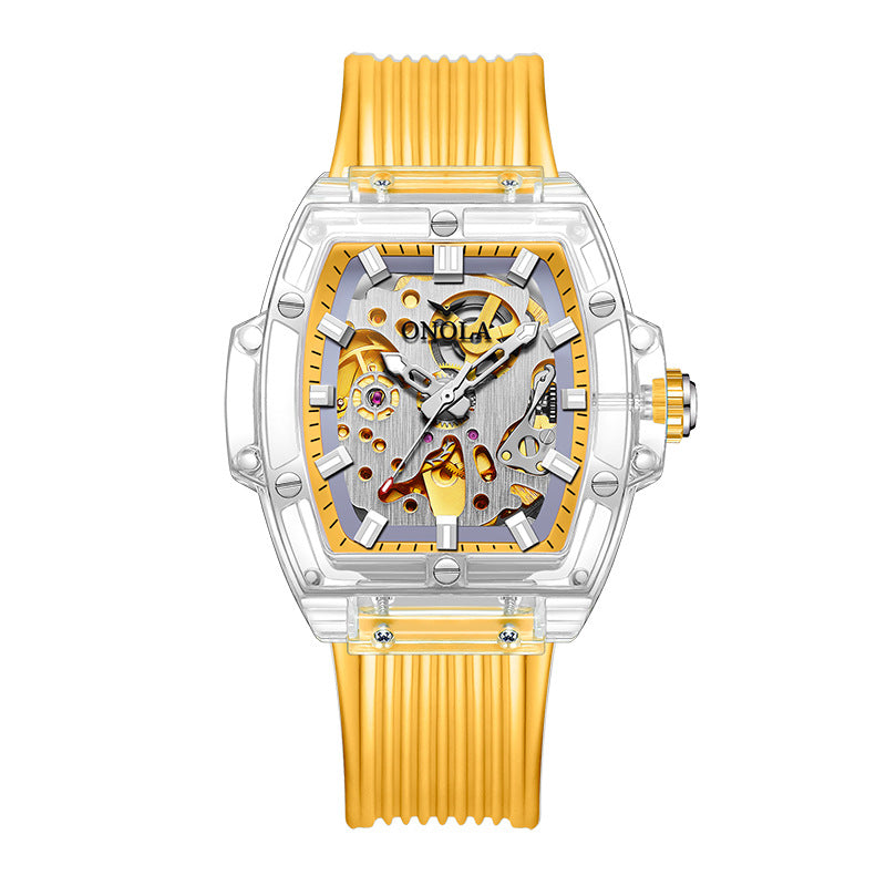 Reloj de silicona mecánico automático esqueleto para hombre