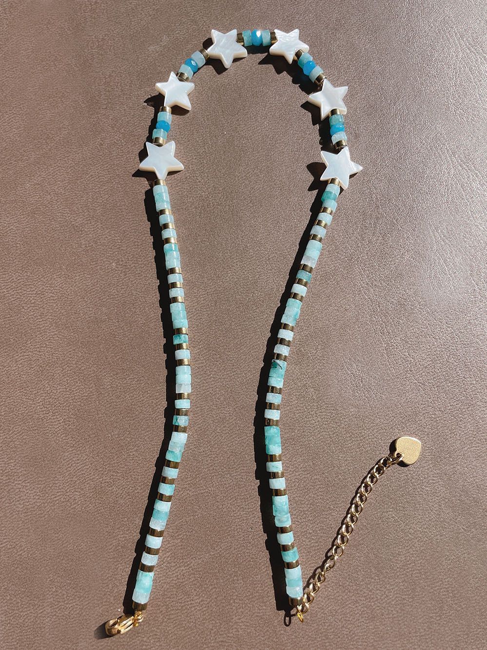 Mintcream Natural Stone Beaded Necklace Freshwater Pearl