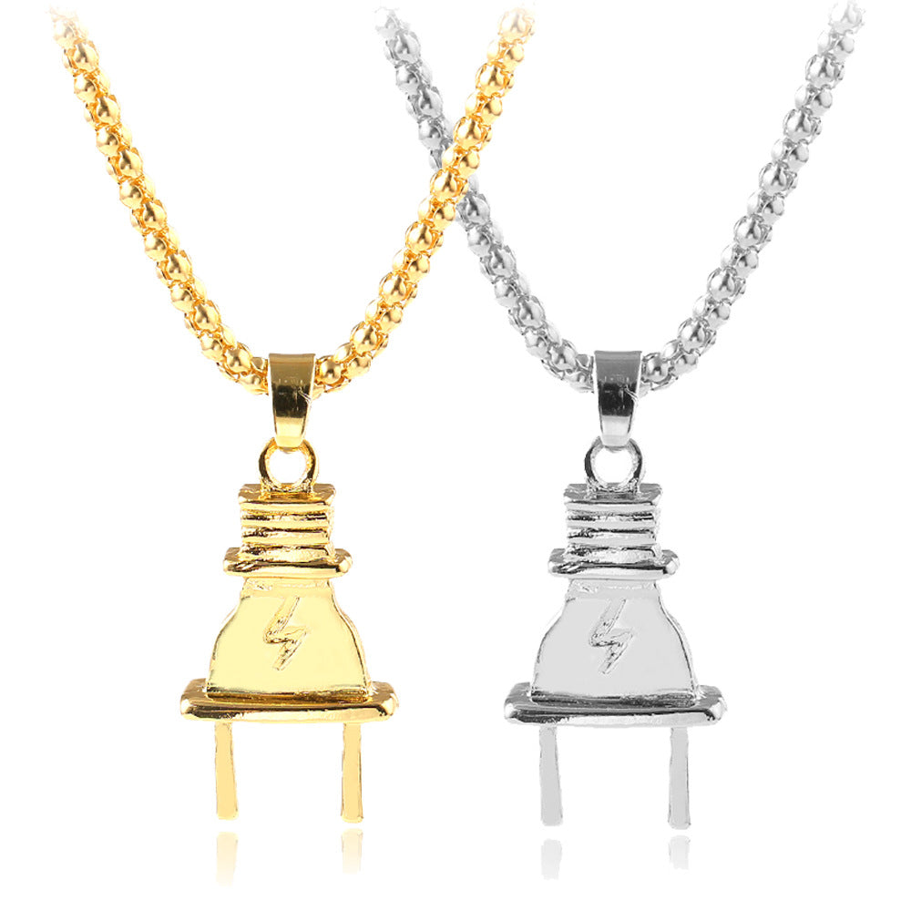 Creative Personality Alloy Lightning Plug Pendant Necklace