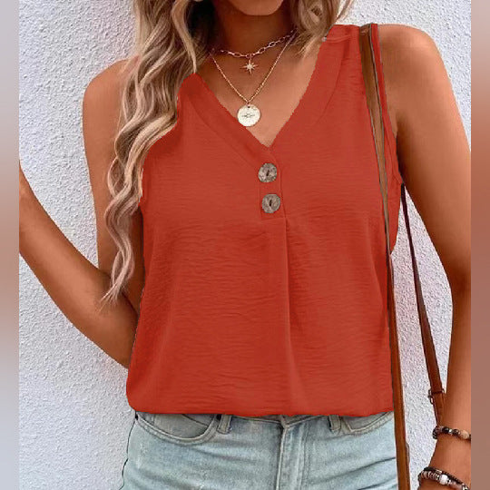 Fashion Camisole V-neck Clinch Sleeveless Shirt Women's Clothing