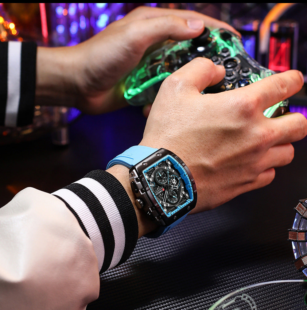 Reloj de hombre con cinta de cuarzo de seis pines para hombre