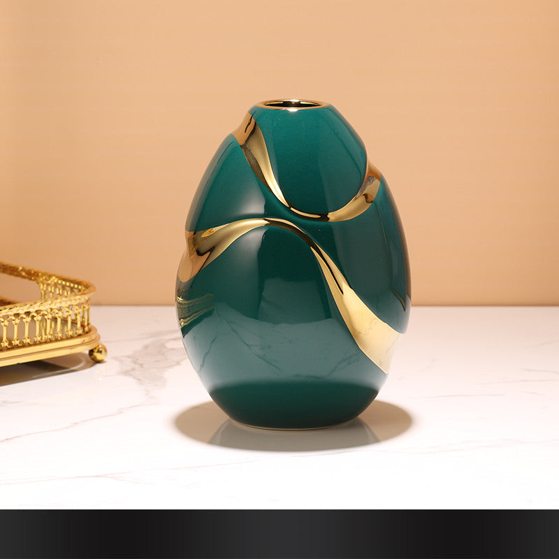 Decoración de jarrón de cerámica de lujo ligero