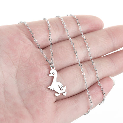 European And American Style Cute Little Duck Simple Stainless Steel Necklace Ornament