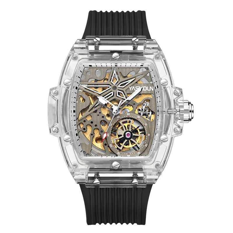 Reloj Mecánico Moda Hombre Estuche Transparente Luminoso