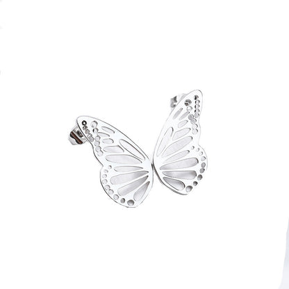 Korean Style Simple Butterfly Studs Stainless Steel Hollow