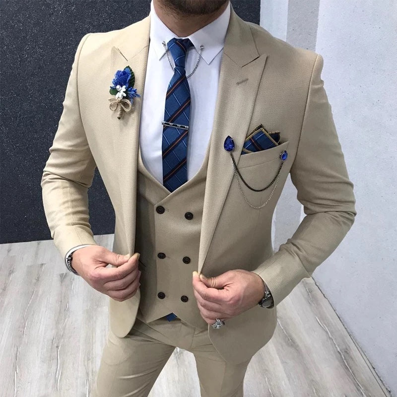 Traje de padrino de novio para hombre de tres piezas