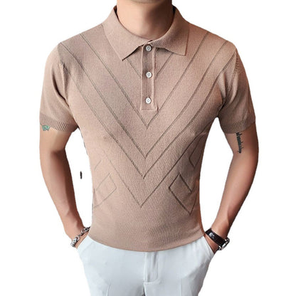 New Short Sleeve Knit Polo Shirt Loose Top