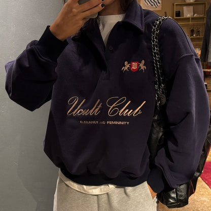 Women's Letter Embroidered Pullover Top