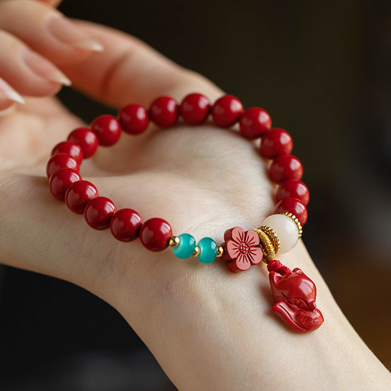 Pulsera de zorro de flor roja simple de moda para mujer