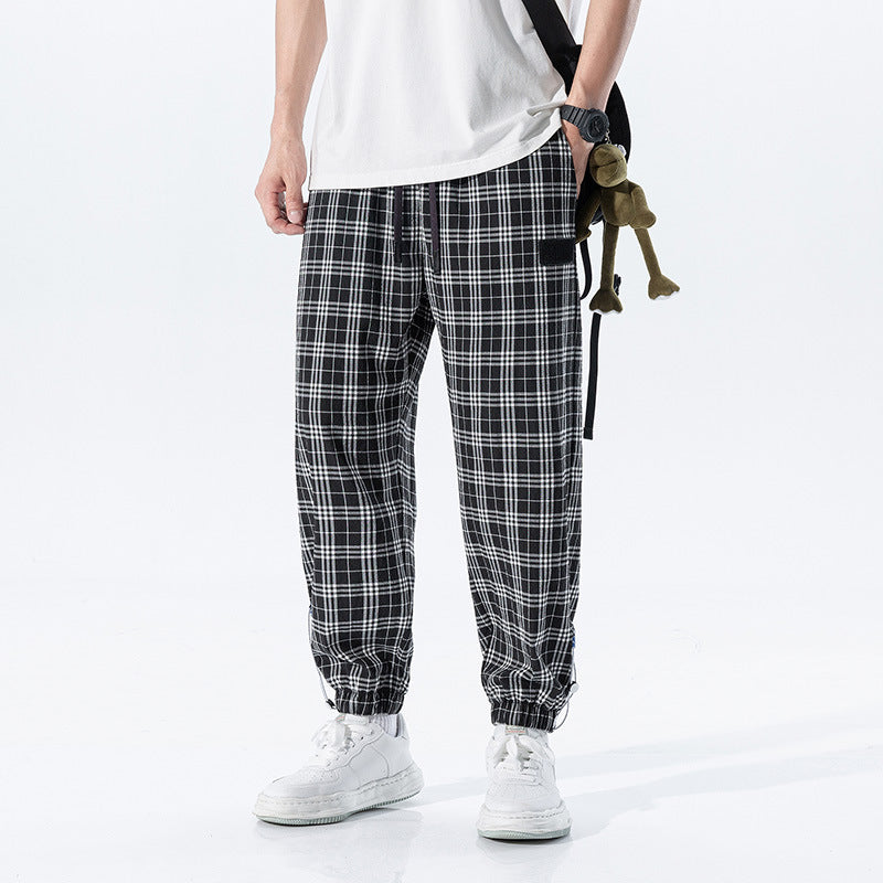 Black And White Plaid Pants Men And Women Hong Kong Style Japanese Checkered